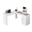Escrivaninha Mesa Escritório Penteadeira de Canto 136x136cm com Espelho 1 Porta Star Branco