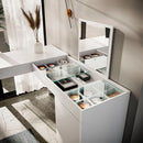 Escrivaninha Mesa Escritório Penteadeira de Canto 136x136cm com Espelho 1 Porta Star Branco