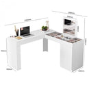 Escrivaninha Mesa Escritório Penteadeira de Canto 136x136cm com Espelho 1 Porta Star Branco