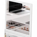 Escrivaninha Mesa Escritório Penteadeira de Canto 136x136cm com Espelho 1 Porta Star Branco